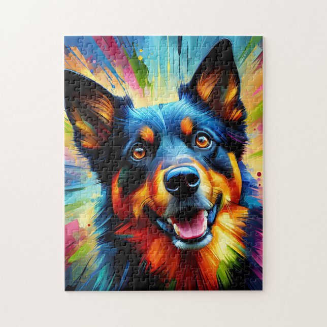 Australische Kelpie Dog Acrylic Print | Bunt Puzzle (Vertikal)