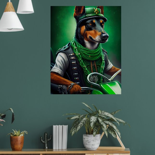 Australische Kelpie Fahrrad St. Patrick's Day Poster (Wohnzimmer 1)