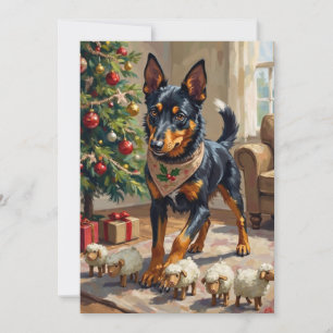 Australische Kelpie-Herden-Weihnachtskunst Feiertagskarte