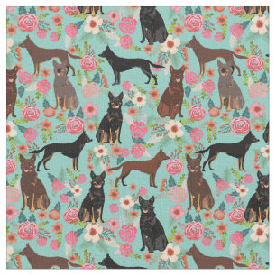 Australische Kelpie-Hunde Vintage Blumenminze Stoff