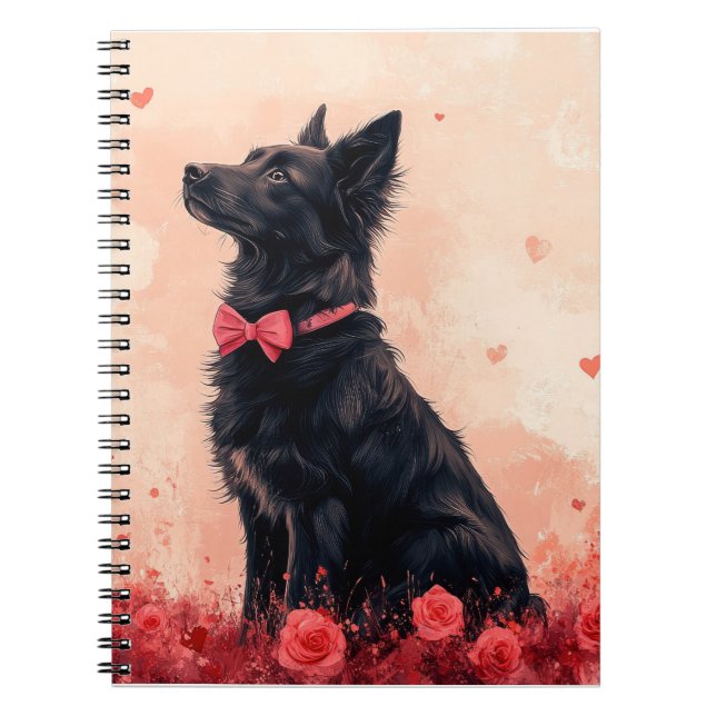 Australische Kelpie mit Rose - Valentinstag Notizblock (Vorderseite)