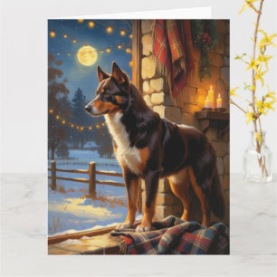 Australische Kelpie mit Weihnachtsbeleuchtung Urla Karte