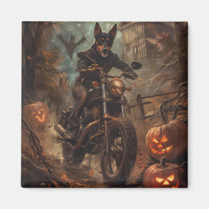 Australische Kelpie Riding Motorrad Halloween Magnet