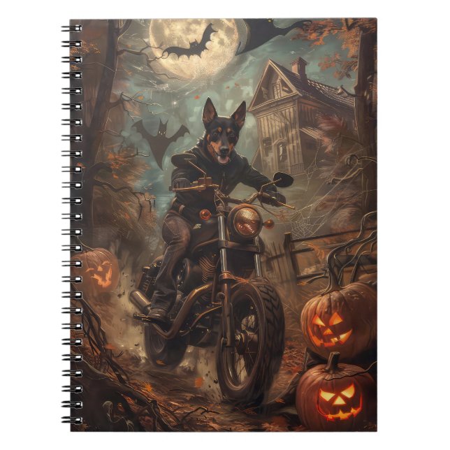 Australische Kelpie Riding Motorrad Halloween Notizblock (Vorderseite)