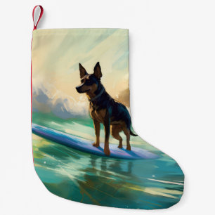 Australische Kelpie-Strand-Surfing-Malerei Kleiner Weihnachtsstrumpf