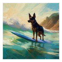 Australische Kelpie-Strand-Surfing-Malerei