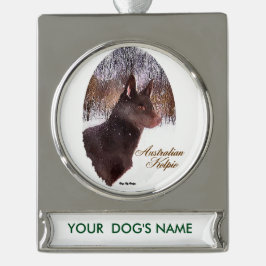 Australische Kelpie Weihnachten Personalisiert Banner-Ornament Silber