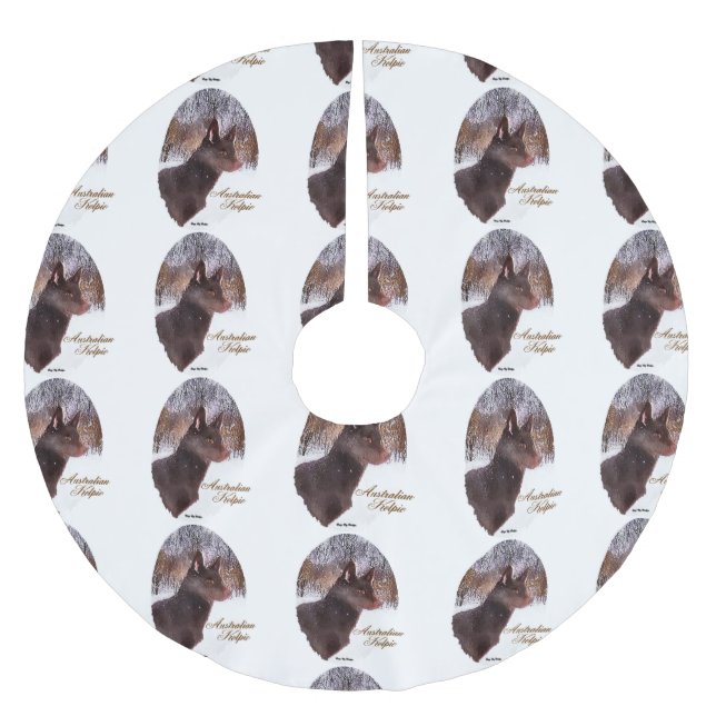 Australische Kelpie Weihnachten Polyester Weihnachtsbaumdecke (Vorderseite)