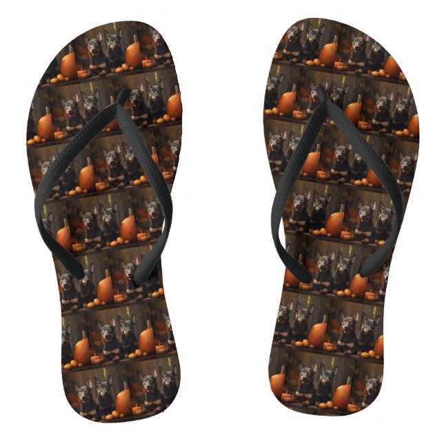 Australische Kelpie Welpe Autumn Delight Pumpkin Flip Flops (Fußbett)