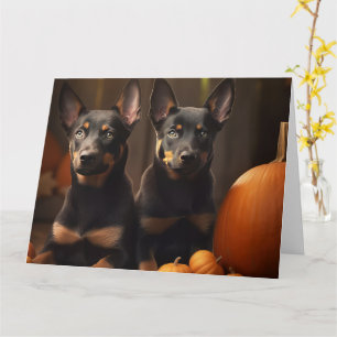 Australische Kelpie Welpe Autumn Delight Pumpkin Karte