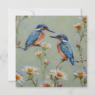 Australische Kingfisher Birds and Blume Oil Paint, Save The Date