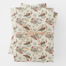 Australische Koalas, Kookaburras und einheimische  Geschenkpapier Set
