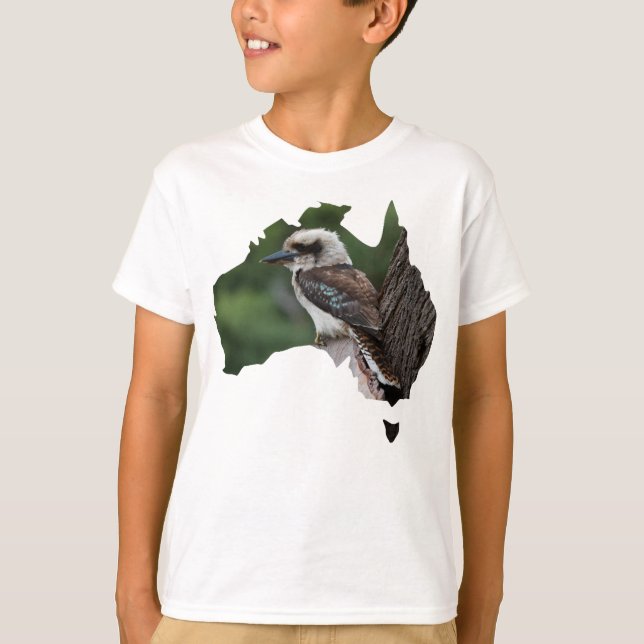 Australische Kontur lacht Kookaburra in einem Baum T-Shirt (Vorderseite)