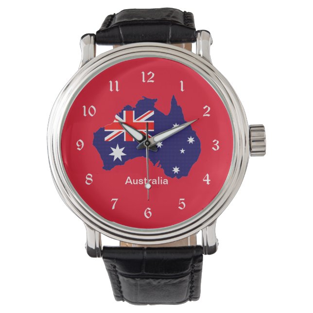 Australische Kontur und Flagge Armbanduhr (Vorderseite)