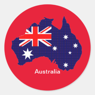Australische Kontur und Flagge Runder Aufkleber