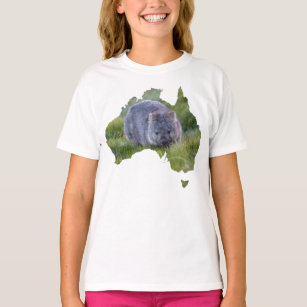 Australische Kontur Wombat Tasmania Gras T-Shirt