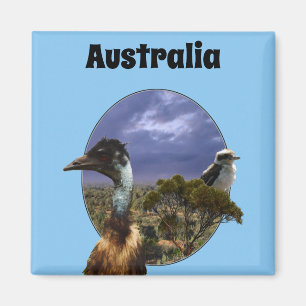Australische Kookaburra und Emu, Kühlschrankmagnet Magnet