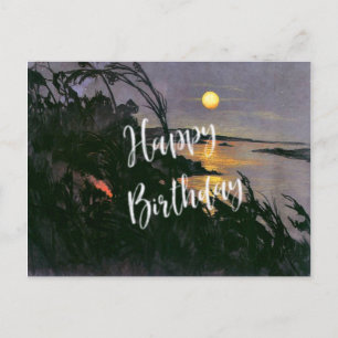 Australische Landschaft mit Full Moon-Happy Birthd Postkarte