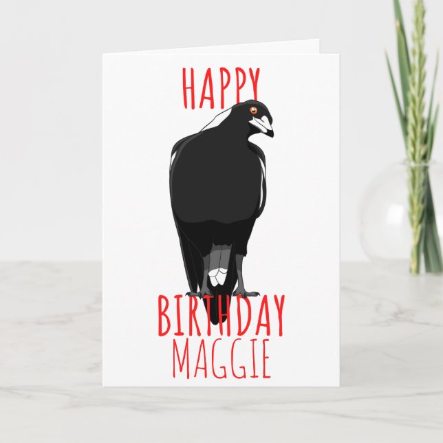 Australische Magpie Happy Birthday Card Karte (Vorderseite)
