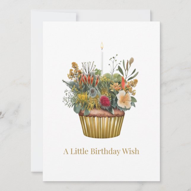 Australische National Blume Cupcake Birthday Card Karte (Vorderseite)