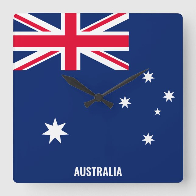 Australische Nationalflagge Patriotisch Quadratische Wanduhr (Vorderseite)