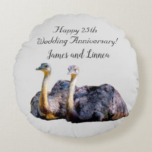 Australische Ostrich Funny Cartoon Illustration Rundes Kissen