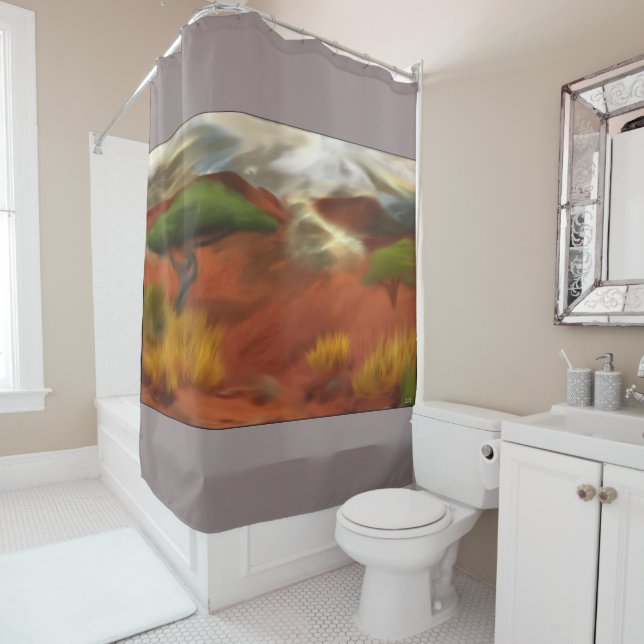 Australische Outback Dawn Abstrakt Art Duschvorhang (Beispiel)