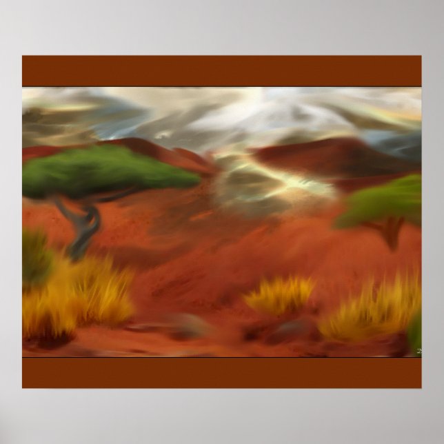 Australische Outback Dawn Abstrakt Art Poster (Vorne)
