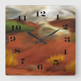 Australische Outback Dawn Abstrakt Art Quadratische Wanduhr