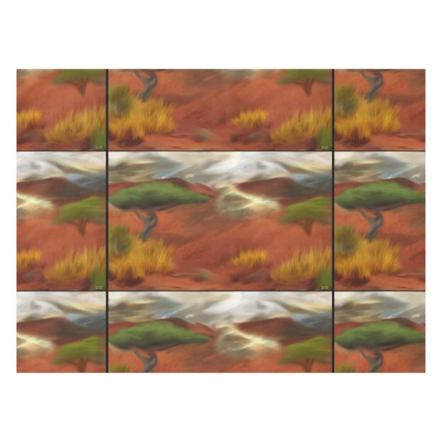 Australische Outback Dawn Abstrakt Art Tischdecke (Vorderseite (Horizontal))