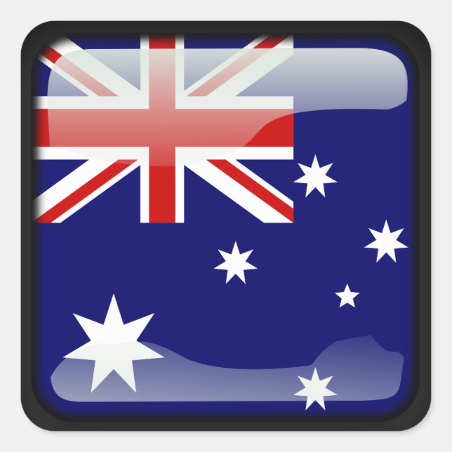 Australische poliert quadratischer aufkleber (Vorderseite)