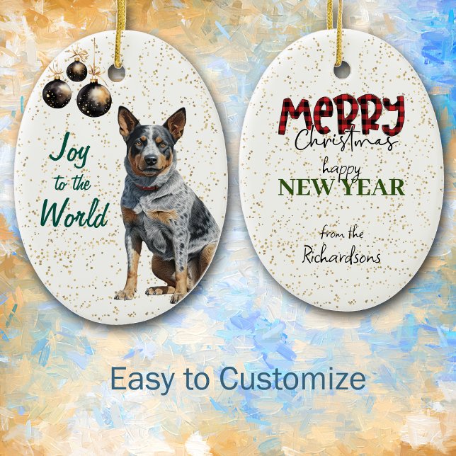 Australische Rind Dog Joy to the World Christmas Keramik Ornament (Von Creator hochgeladen)