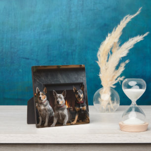 Australische Rinder am Feuerplatz Weihnachten Fotoplatte