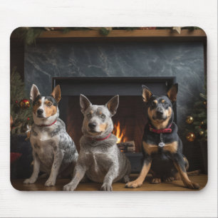 Australische Rinder am Feuerplatz Weihnachten Mousepad