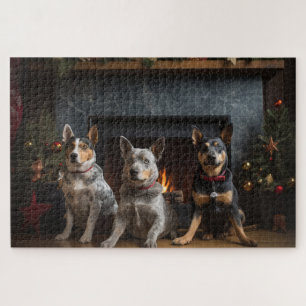 Australische Rinder am Feuerplatz Weihnachten Puzzle