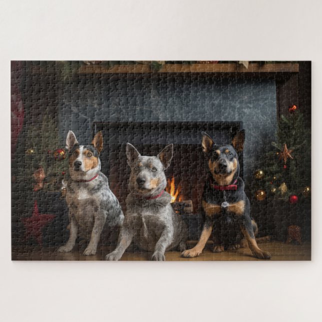 Australische Rinder am Feuerplatz Weihnachten Puzzle (Horizontal)