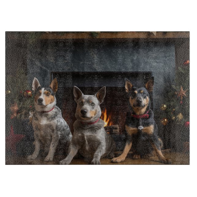 Australische Rinder am Feuerplatz Weihnachten Schneidebrett (Vorderseite)
