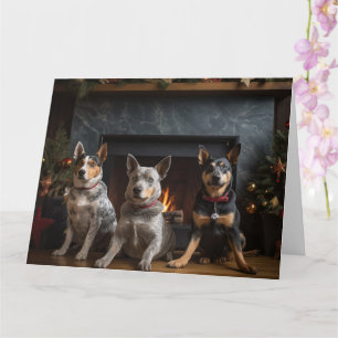 Australische Rinder am Kamin Weihnachten Karte