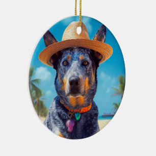 Australische Rinder am Strand, Hunde liebt Sommerg Keramik Ornament