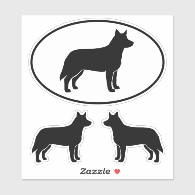 Australische Rinder Hunde Heeler Silhouette Sticke Aufkleber (Blatt)