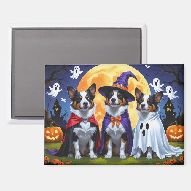 Australische Rinder Hunde Pumpkin Halloween Funny Magnet (Vorderseite/Rückseite)