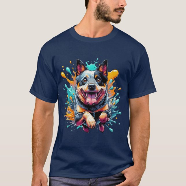 Australische Rinder-Hunde-Splash T-Shirt (Vorderseite)