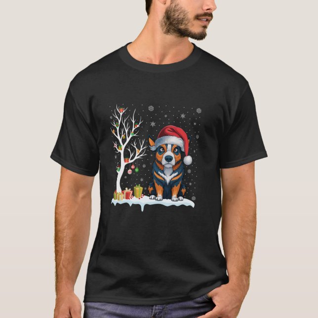 Australische Rinder Hunde Weihnachtsmannmütze Fest T-Shirt (Vorderseite)