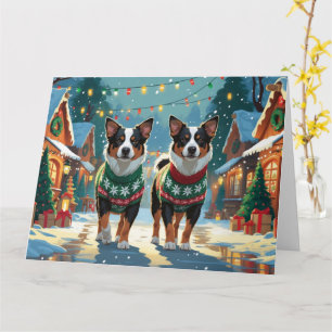Australische Rinder Hunde Weihnachtsschnee Urlaub Karte