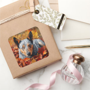 Australische Rinder im Herbst Leaves Fall Inspirie Quadratischer Aufkleber