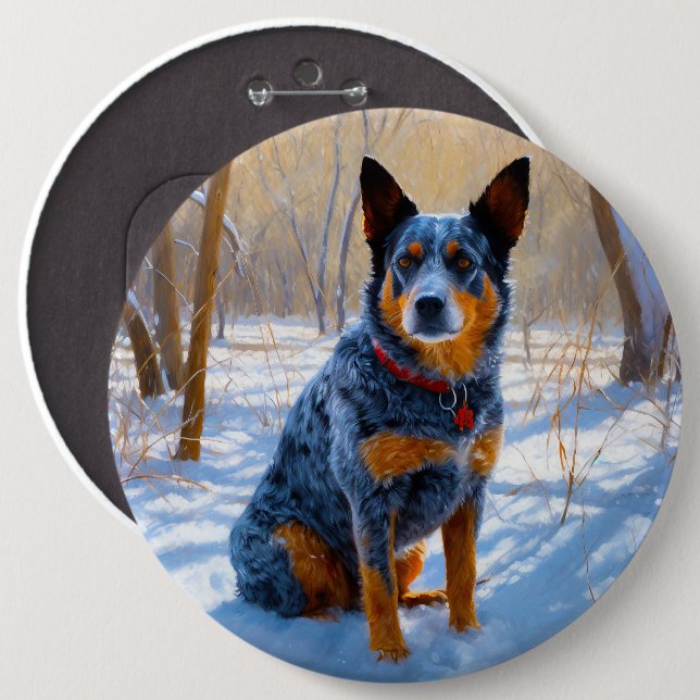Australische Rinder Let It Snow Weihnachten Button (Vorne & Hinten)