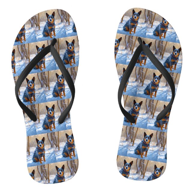 Australische Rinder Let It Snow Weihnachten Flip Flops (Fußbett)