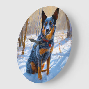 Australische Rinder Let It Snow Weihnachten Große Wanduhr