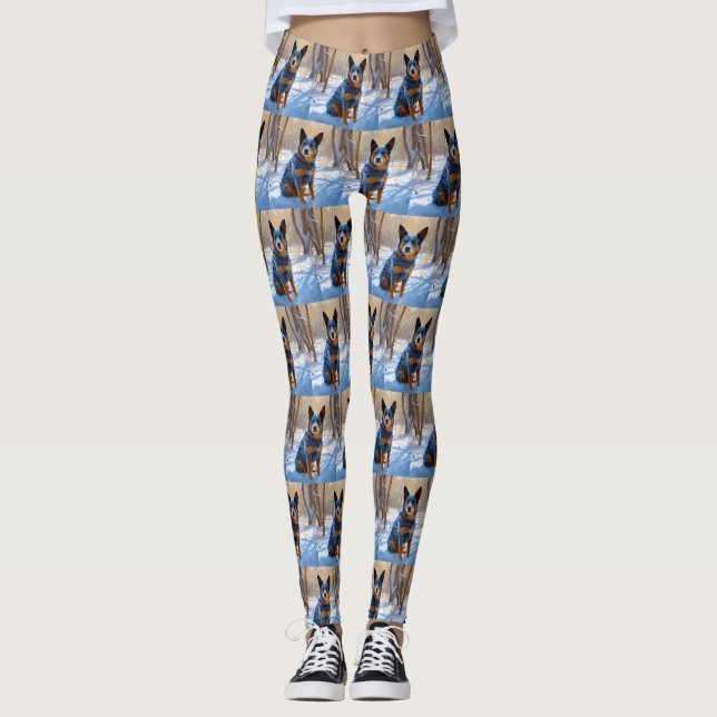 Australische Rinder Let It Snow Weihnachten Leggings (Vorderseite)
