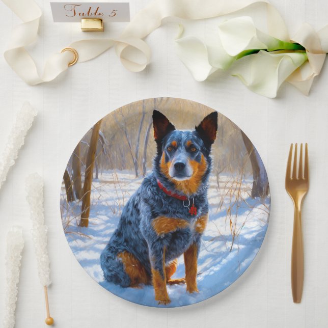 Australische Rinder Let It Snow Weihnachten Pappteller (Hochzeit)